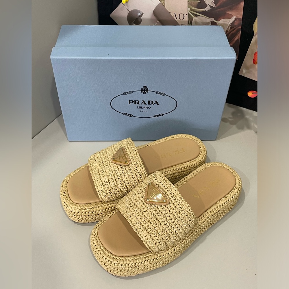 🩴Prada New Women's Woven Slides